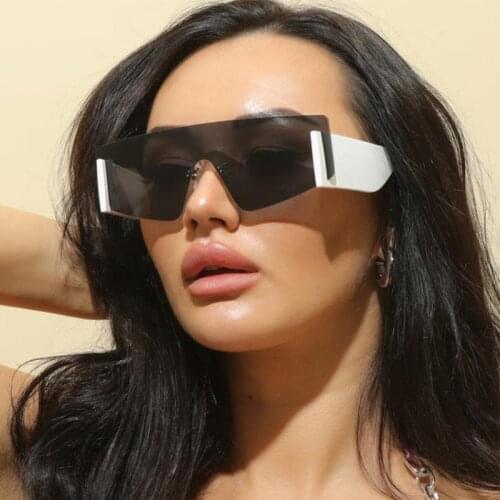 2021 Fashion White Black Rimless Sunglasses Men Women Unique Brand Design Vintage Square Sun Glasses Female 90s Goggles UV400
