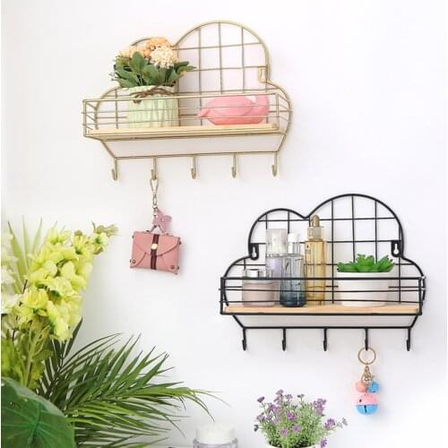 Rack Storage Rack Key Wooden Hanger Home Wall Hallway Home Small Bedroom Door Back Decorative Room Rack with led string lights