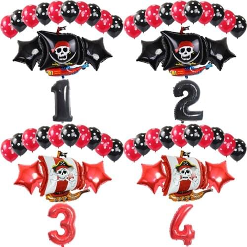 14Pcs/set pirate ship Helium Balloons 32inch digital Foil Balloon Halloween Birthday Party Decoration Baby Shower kid toy gift