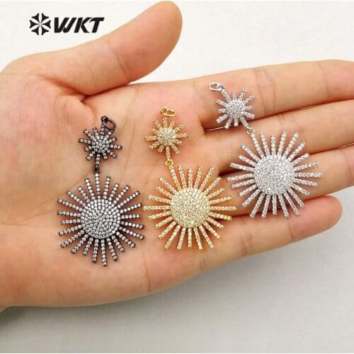 WT-MP018 Wholesale Custom Cubic Ziconia Paved Sea Urchin Pendant With Sliver Plated Fashion Jewelry Making