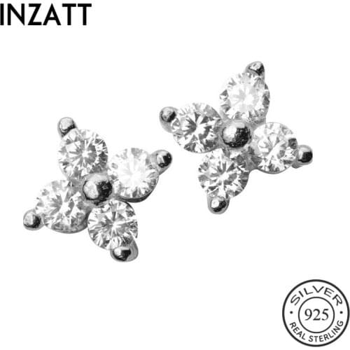 INZATT Real 925 Sterling Silver Tiny Zircon Stud Earrings For Fashion Women MInimalist Fine Jewelry 2019 Accessories Gift