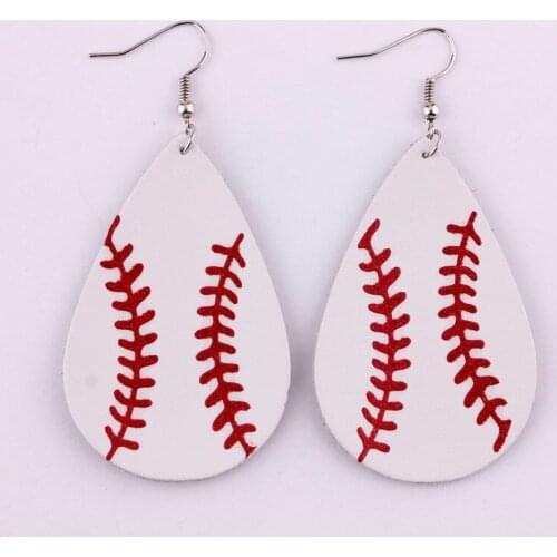 ZWPON 2020 Trendy Vegan Leather Baseball Earrings for Women Fashion PU Leather Statement Sport Earrings Jewelry Softball Earring