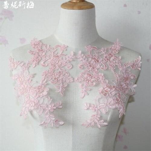 10Pairs/20pcs Pink Wedding Headband Hair Accessories Venise Lace Beautiful Flower Floral Motif Appliques Wedding Dress BD0511