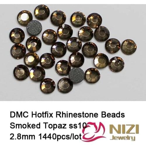 1440 pcs ss10 smoked topaz Free shipping DMC hot fix rhinestones flat back rhinestones High Quality