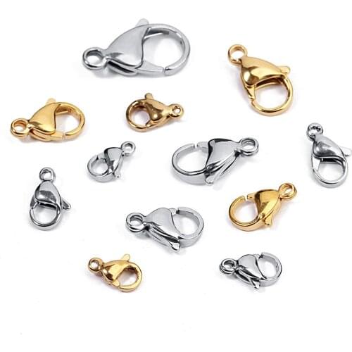 25pcs/Lot Stainless Steel Multi-Size Lobster Clasp Jewelry Findings For Diy Necklace Bracelet Connector Jewelry Making Findings