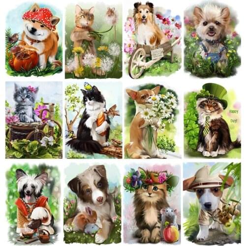 Full Diamond Animal Handmade Gift Diamond Embroidered Cat 5D DIY Diamond Painting Cross Stitch Spring Home Decoration