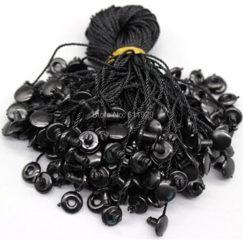 Free shipping length 18cm clothing hang tag cords/string buckle/tag line/thread/white black round buckle/sling 1000 pcs a lot