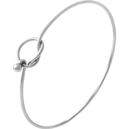 Fashion Simple Wire Knot Bracelet Bangle 316L Stainless Steel Lovely Knot Cuff Metal Bangles for Women Gift Jewelry