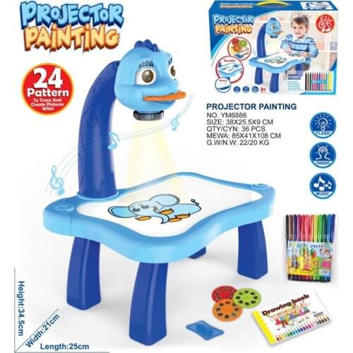 Kids Children Educational Early Learning Musical Projector Projection Painting Drawing Table Desk Toy Paint Tools Gift DIY Toys