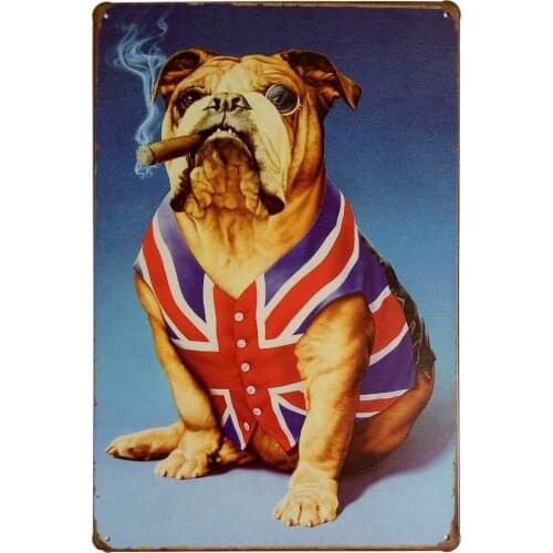 ERLOOD Smoking Dog Retro Vintage Decor Metal Tin Sign Funny Posters Bar Garage Wall Plaque 12 X 8