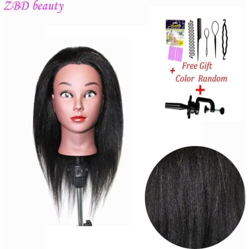 Afro Mannequin Head With Long Human Hair Used For Haircut Training Or Hairdressing Professional Styling Braiding Doll Head