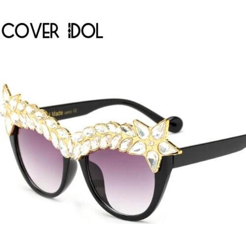 Multicolor Crystal Design Sunglasses For Women Elegant Luxury Cat Eye Sun Glasses Female Fashion Sunglass UV400