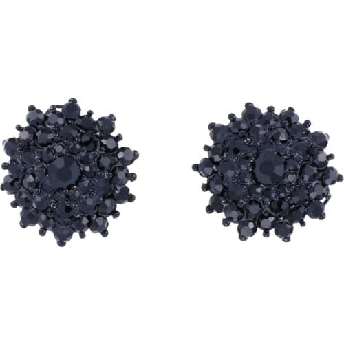 Fashion Luxury No puncture required Black earrings clip rhinestone bride wedding Silver Color earrings crystal jewelry ers-h14