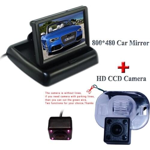 4.3"CAR reverse monitor foldable 800*480 SCREEN+car reversing camera 4 ir adapt for KIA FORTE for Hyundai Verna Sedan