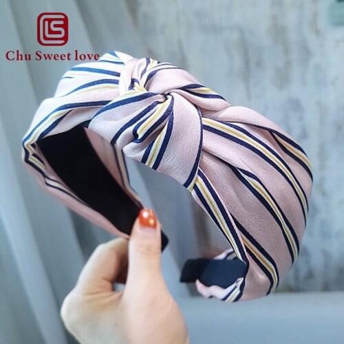 Girls Bow Knot Hairband Women Stripe Printed Cross Knot Women Hair Head Hoop Simple Sweet Ins Hair Headband Hair Accessories