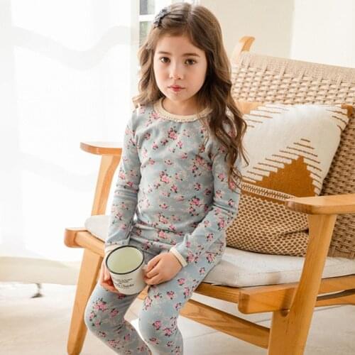 19 Colors Autumn Winter Boy Girls Floral Pajama Set.Cotton Children‘s Flowers Sleepwear Suit Toddler Baby Kids Basic Home Outfit