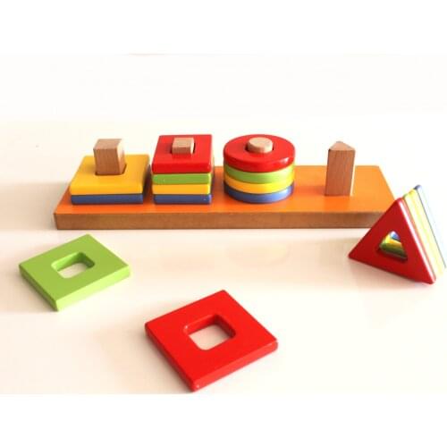 Arrangement Shape And Color Learning for Kids Montesorri Childrens Logic Perception Wooden Educational Toy Blocks