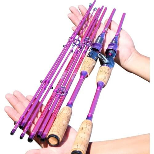 Sougayilang Casting Spinning Rods for Lure Fishing 2.1M 2.4M 4 Sections Carbon Fiber Ultra Light Fishing Pole Fishing Tackle