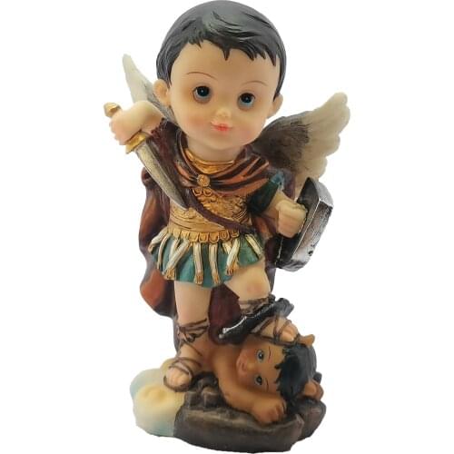 Zayton St. Michael Statue Archangel Defeating Satan Figurine Catholic Gift Cartoons Collection Home Decoration Holy Corner