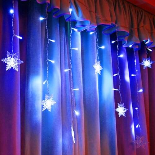 3.5M Led Icicle String Lights Christmas Decorations For Home Snowflake Shape Curtain Lights Holiday Decor New Year Decorations