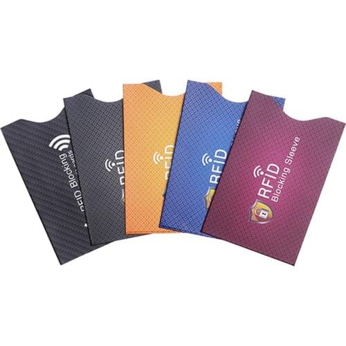 5pcs Mixed Color Credit Card Protector Holders Aluminum Foil RFID Blocking Sleeves Identity Theft Protection Fits Wallet Purse