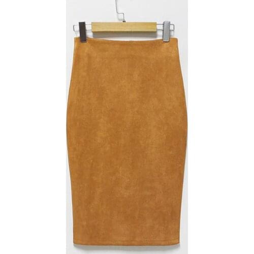 2020 Autumn & Winter New Arrival Europe United States Style Solid Color Split Skirt Suede Skirt Hip Step Skirt Free Shipping