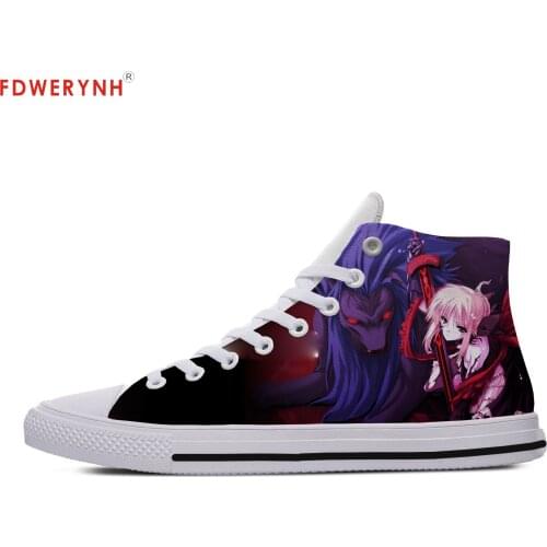 Womens Customized Casual Canvas Shoes High Quality For Anime Fate Stay Night High Top Shoes Women Breathable Custom Shoes