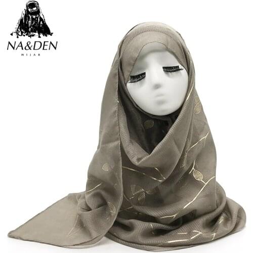 Women scarf Solid viscose hot gold leaf print high quality plain muslim hijab wraps shawl head 10pcs/lot Hot Sale fast shipping