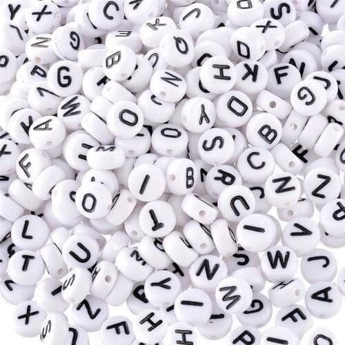 100Pcs Letter A-Z hot 7x4mm Flat Round Alphabet Acrylic Loose Jewelry Necklace Bracelet DIY Making Material Bead Wholesale
