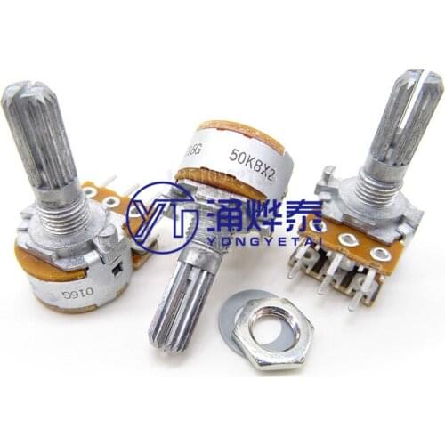 YYT 16-type potentiometer B50K B100K dual 6-pin speaker volume power discharge potentiometer