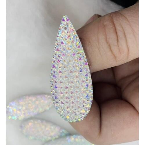 18*47mm Long drops Crystal AB Color Sew On Water drop Rhinestone Sew On Stones Spacer buttons for DIY Garment Jewelry