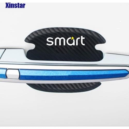 2pcs Carbon Fiber Car Door Handle Sticker For Mercedes Benz Smart Fortwo Forfour 451 453 Car Accessories