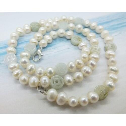 2019-4-18-1251# 6-7MM Natural White Chinese Style Pearl Necklace 18"