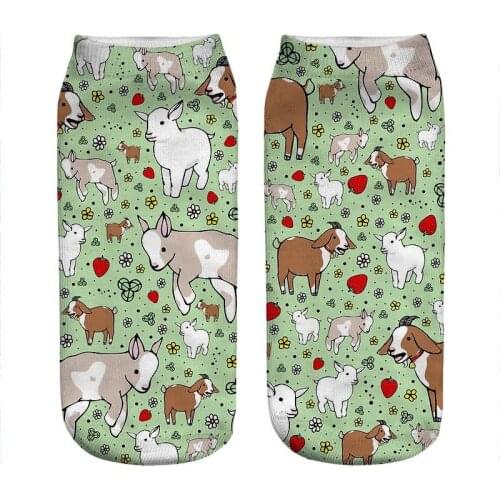 2021 Womens socks kawaii Light green Goats Printed Socks Woman harajuku Happy Funny Novelty cute girl gift Socks for women