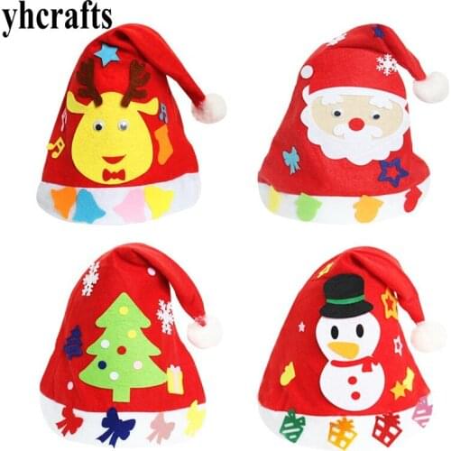 4PCS/LOT,DIY cartoon fabric hat Create your own hats Early educational toys Kids party favors Kindergarten crafts Adult DIY