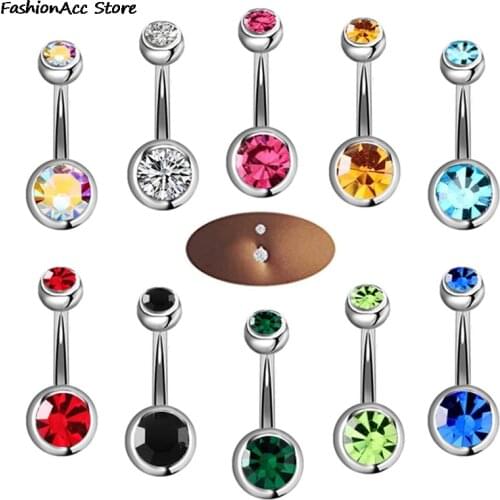 5/10/15/20pcs/lot Crystal Piercing Navel Surgical Steel Rhinestone Belly Button Rings Navel Piercing Ombligo Ball Nombril