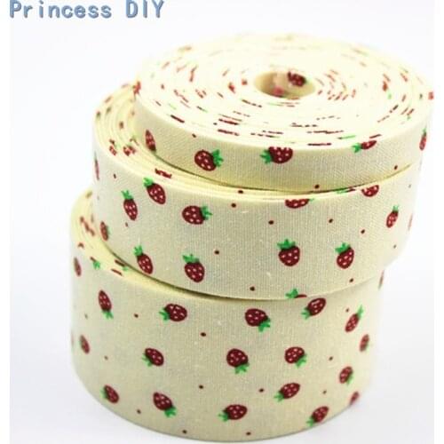 5Meter/Lot 10mm 25mm 40mm Superior Light Yellow Ribbon Strawberry Polyester Cotton Fabric Cloth Webbing DIY Hair Bow Material