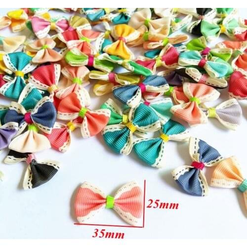50PCS 25mm*35mm Printed Ribbon Bow Girl Dress Gift Box Bow Tie Wedding Hair Decoration DIY Craft Making