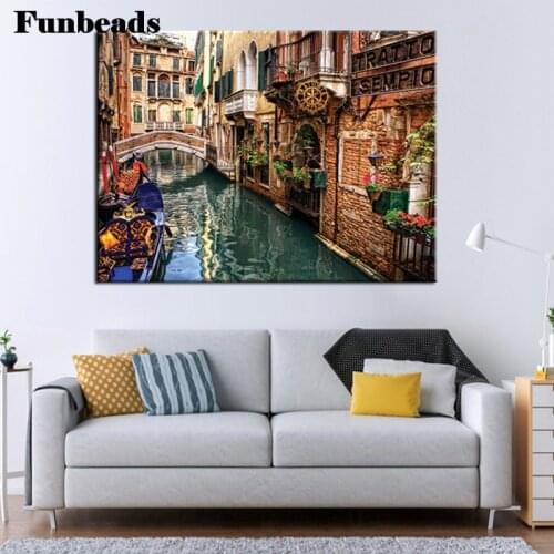 Full Square Round Drill 5D DIY Diamond Painting Landscape Small town in Venice Italy Embroidery Cross Stitch 5D Decor FF1473