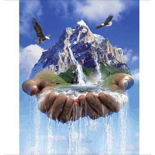 5D Diy Diamond Painting Hand Mountain Fantasy Scenery Cross Stitch Home Decoration Full Rhinestone Mosaic Diamond Embroider Gift