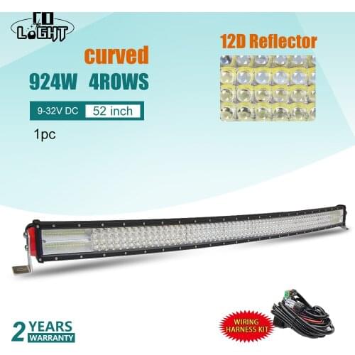 CO LIGHT 12D 52 inch 924W Curved LED Work Light Bar 12V Combo Led Bar for Auto Boat Offroad 4x4 Car Truck SUV ATV Led Light Bar
