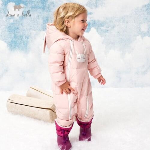 DBM15765 dave bella winter new born baby unisex fashion cartoon down jumpsuits infant toddler clothes children romper 1 piece