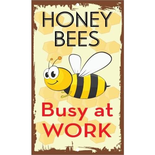 Fastasticdeals Honey Bees Busy at Work Novelty Funny Metal Sign 8 in X 12 in