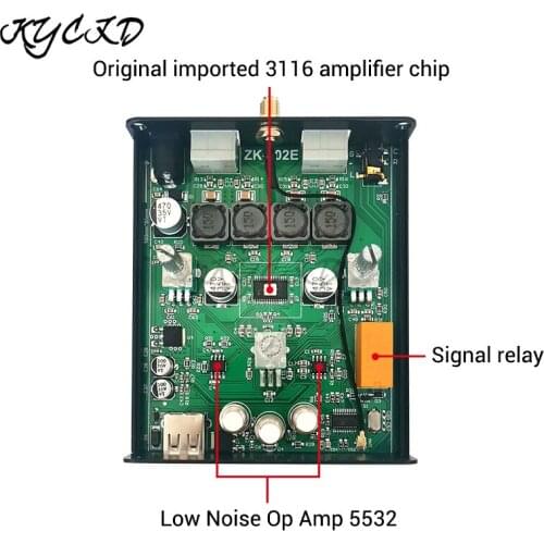 HIFI Audio Amp 2X50W TPA3116 Subwoofer Amplifier Module Bluetooth 5.0+AUX+USB Dual-channel Stereo Aluminum Shell Home Theater