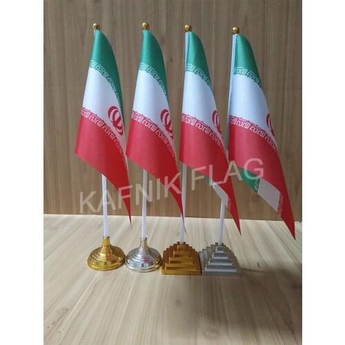 KAFNIK,5/10pcs a Lot Iran Table Desk Flag Banner 14*21cm Plastic or Suction Cups for Your Choice Free Shipping