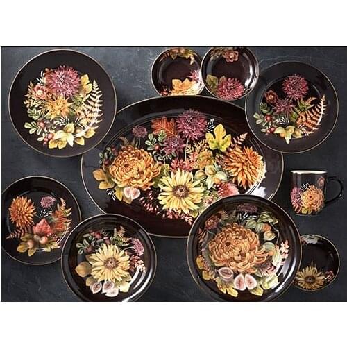 Black high texture tableware collection ceramic plate Western plate soup plate soup bowl soup basin heat insulation pad Chinese