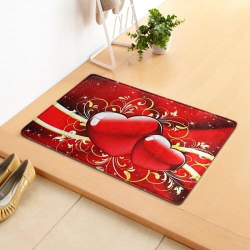 Valentines Day Kitchen Carpet Entrance Doormat Bedroom Bedside Decoration Floor Rugs Mat Bathroom Anti-Slip Hallway Balcony