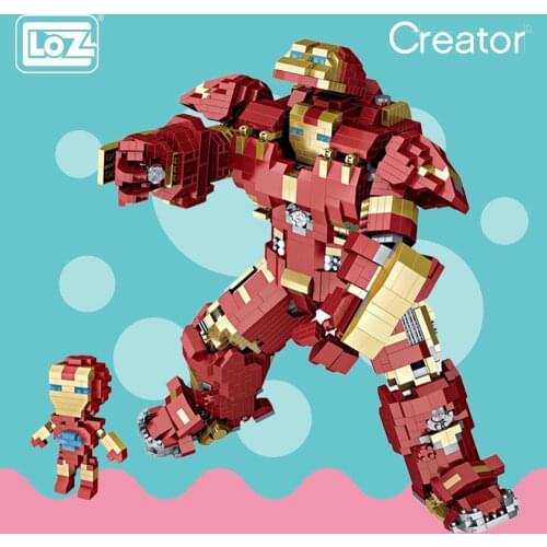 LOZ Diamond Blocks Building Mecha Iron Robot 2 In 1 Super Hero Brick Superhero Action Figures Toys for Children DIY Kid Boy 9045