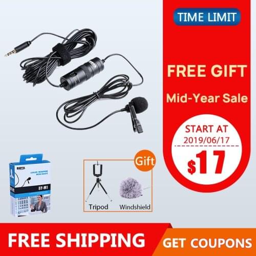BOYA BY-M1 Vlog Audio Video Record Microphone for iPhone Android Mac Lapel Mic Lavalier Microphone for DSLR Camera Camcorder