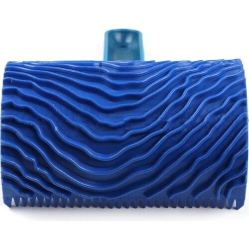Multifunctional Wood Grain Wall Decorative Paint Roller Brush Blue Handle Tool C6UE
